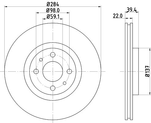 HELLA 8DD 355 102-531 Brake Disc