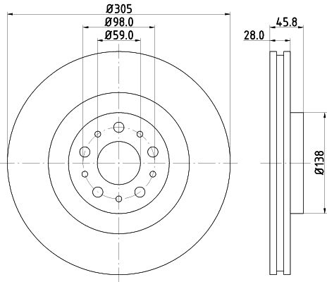 HELLA 8DD 355 129-351 Brake Disc
