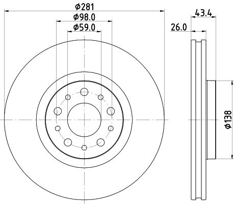 HELLA 8DD 355 132-131 Brake Disc
