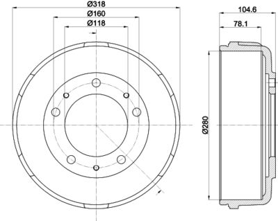 Brake Drum HELLA 8DT 355 300-451