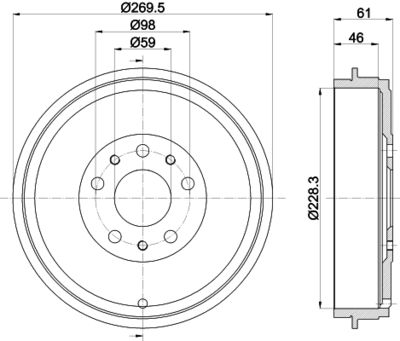 Brake Drum HELLA 8DT 355 303-211