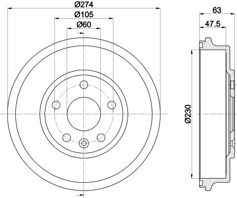 HELLA 8DT 355 302-601 Brake Drum