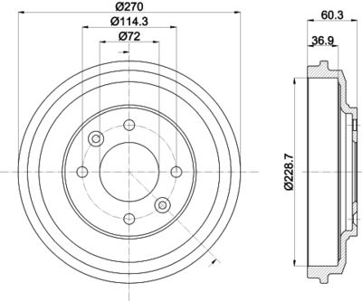 Brake Drum HELLA 8DT 355 303-071