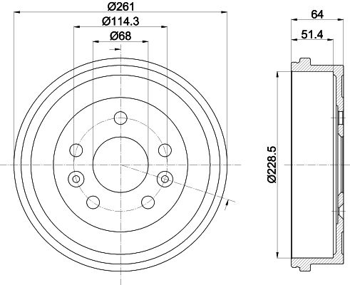 HELLA 8DT 355 303-151 Brake Drum