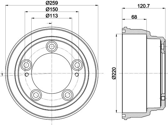HELLA 8DT 355 303-221 Brake Drum