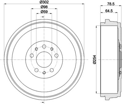 Brake Drum HELLA 8DT 355 303-341