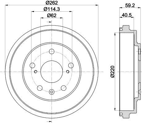 HELLA 8DT 355 303-391 Brake Drum