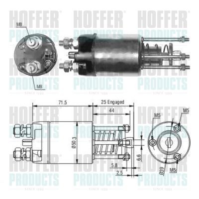 Solenoid Switch, starter HOFFER 46188
