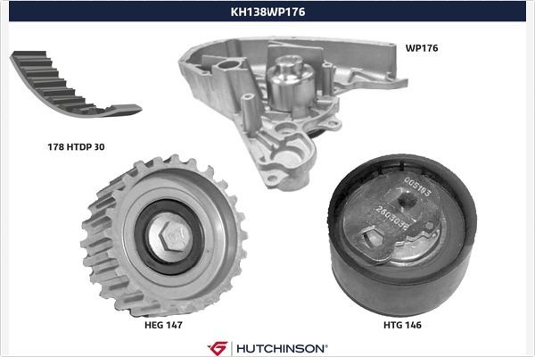 HUTCHINSON KH 138WP176 Water Pump & Timing Belt Kit