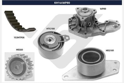 Water Pump & Timing Belt Kit HUTCHINSON KH 144WP80