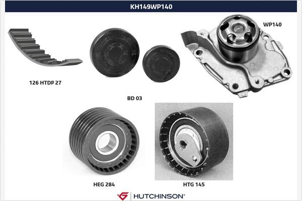 HUTCHINSON KH 149WP140 Water Pump & Timing Belt Kit