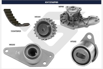 Water Pump & Timing Belt Kit HUTCHINSON KH 155WP80