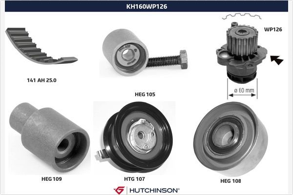 HUTCHINSON KH 160WP126 Water Pump & Timing Belt Kit