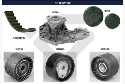 Water Pump & Timing Belt Kit HUTCHINSON KH 162WP80