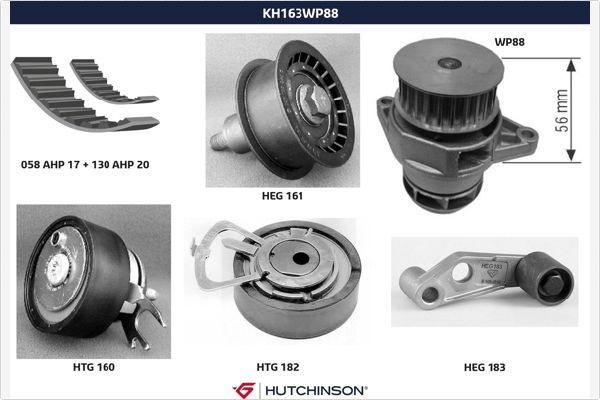 HUTCHINSON KH 163WP88 Water Pump & Timing Belt Kit
