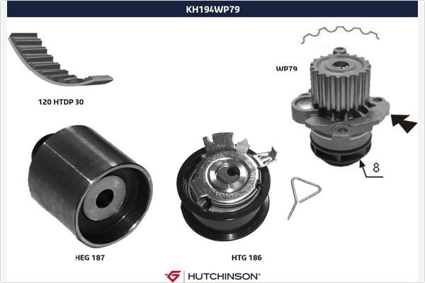 HUTCHINSON KH 194WP79 Water Pump & Timing Belt Kit