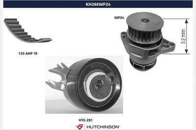 Water Pump & Timing Belt Kit HUTCHINSON KH 268WP24