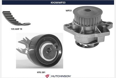 Water Pump & Timing Belt Kit HUTCHINSON KH 268WP33