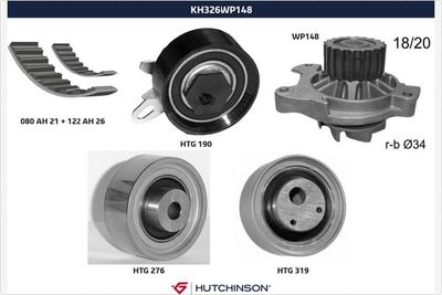Water Pump & Timing Belt Kit HUTCHINSON KH 326WP148