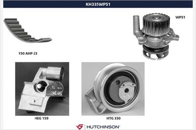 Water Pump & Timing Belt Kit HUTCHINSON KH 335WP51
