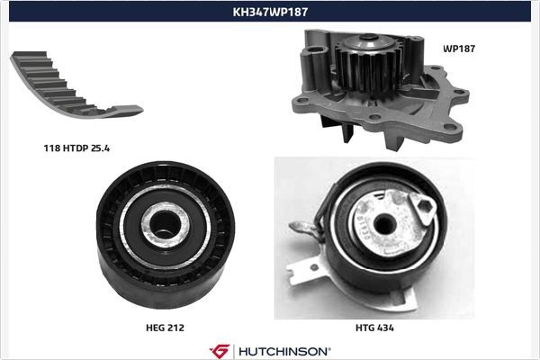 HUTCHINSON KH 347WP187 Water Pump & Timing Belt Kit
