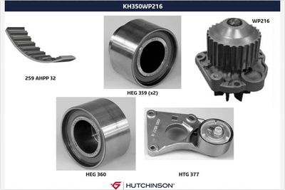Water Pump & Timing Belt Kit HUTCHINSON KH 350WP216