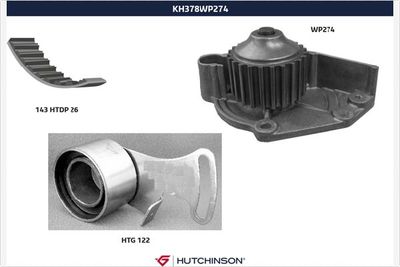 Water Pump & Timing Belt Kit HUTCHINSON KH 378WP274