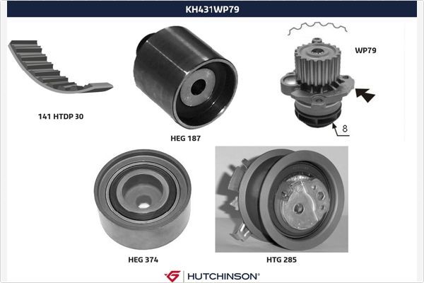 HUTCHINSON KH 431WP79 Water Pump & Timing Belt Kit