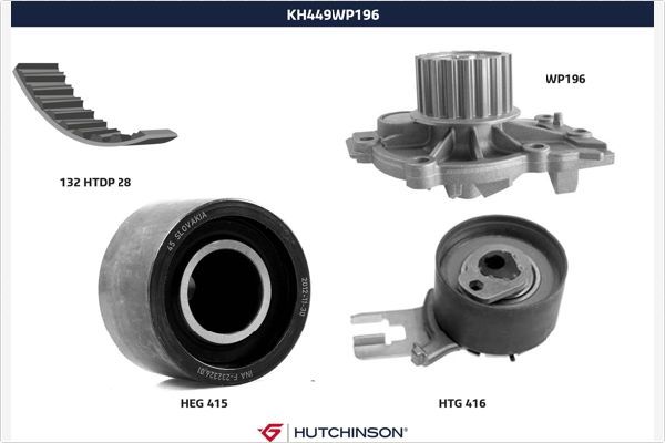 HUTCHINSON KH 449WP196 Water Pump & Timing Belt Kit