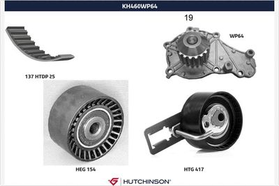 Water Pump & Timing Belt Kit HUTCHINSON KH 460WP64