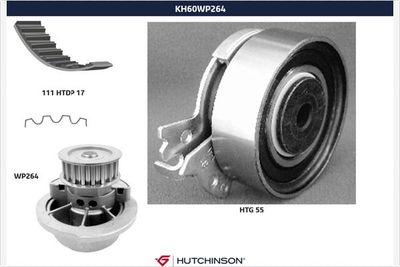 Water Pump & Timing Belt Kit HUTCHINSON KH 60WP264