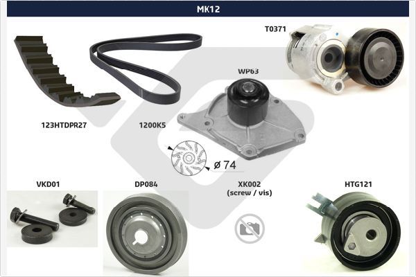 HUTCHINSON MK12 V-Ribbed Belt Set