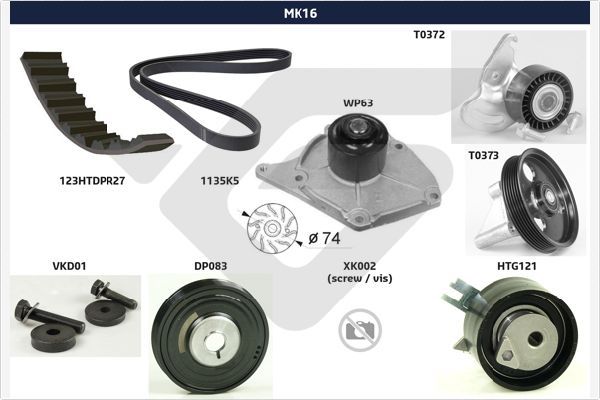 HUTCHINSON MK16 V-Ribbed Belt Set