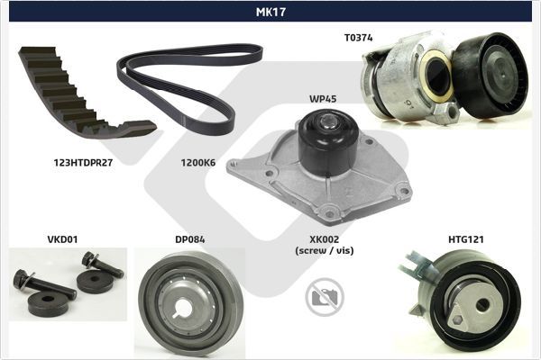 HUTCHINSON MK17 V-Ribbed Belt Set