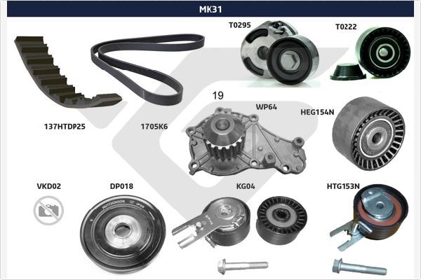 HUTCHINSON MK31 V-Ribbed Belt Set