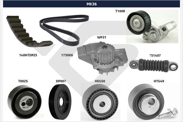 HUTCHINSON MK36 V-Ribbed Belt Set