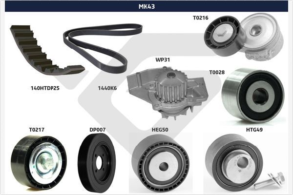 HUTCHINSON MK43 V-Ribbed Belt Set