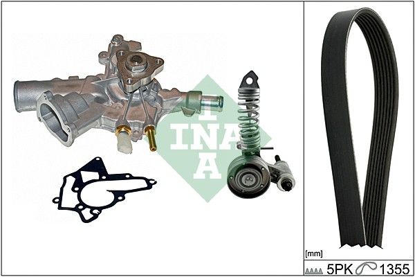 Schaeffler INA 529 0010 30 Water Pump + V-Ribbed Belt Kit