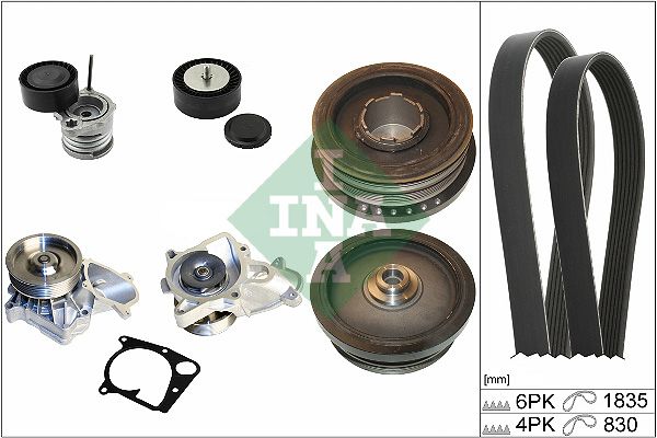 Schaeffler INA 529 0020 30 Water Pump + V-Ribbed Belt Kit