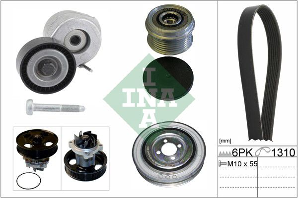 Schaeffler INA 529 0045 30 Water Pump + V-Ribbed Belt Kit