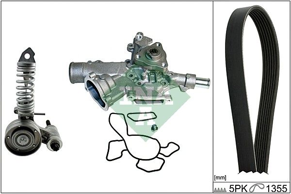 Schaeffler INA 529 0047 30 Water Pump + V-Ribbed Belt Kit