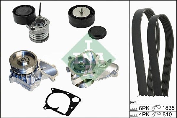 Schaeffler INA 529 0111 30 Water Pump + V-Ribbed Belt Kit