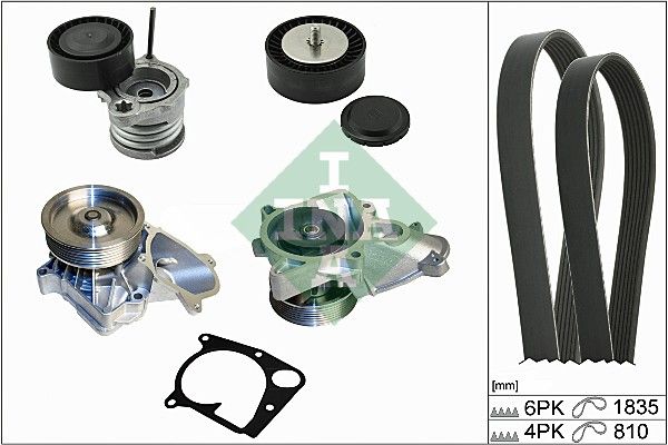Schaeffler INA 529 0112 30 Water Pump + V-Ribbed Belt Kit
