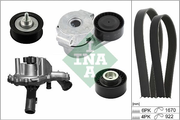 Schaeffler INA 529 0301 30 Water Pump + V-Ribbed Belt Kit