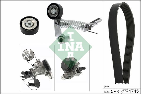 Schaeffler INA 529 0319 30 Water Pump + V-Ribbed Belt Kit