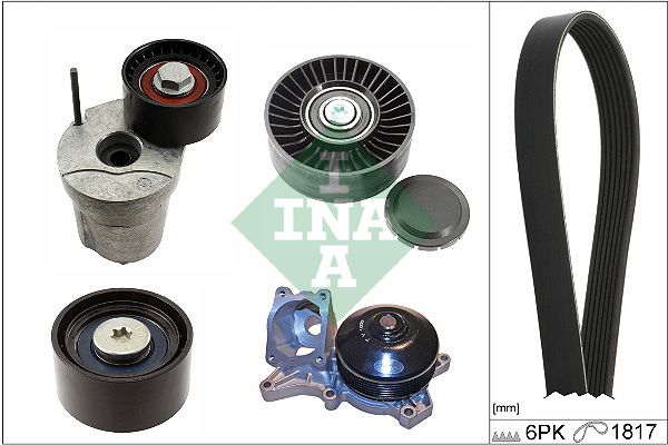 Schaeffler INA 529 0368 30 Water Pump + V-Ribbed Belt Kit