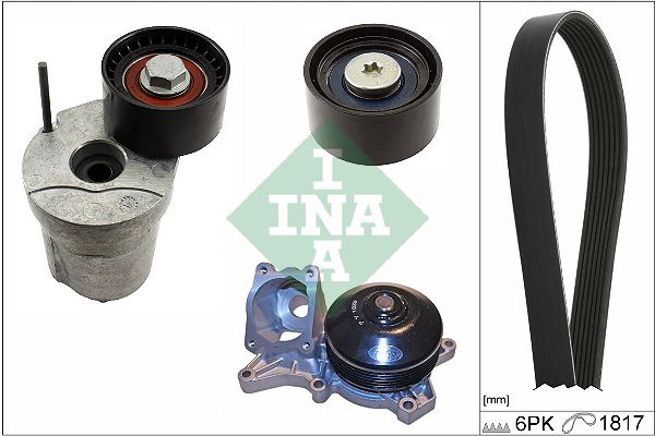 Schaeffler INA 529 0370 30 Water Pump + V-Ribbed Belt Kit