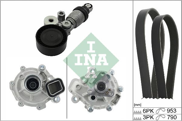 Schaeffler INA 529 0371 30 Water Pump + V-Ribbed Belt Kit
