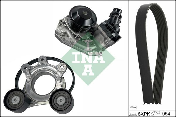 Schaeffler INA 529 0522 30 Water Pump + V-Ribbed Belt Kit