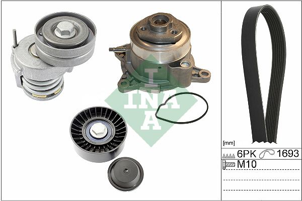 Schaeffler INA 529 0534 30 Water Pump + V-Ribbed Belt Kit